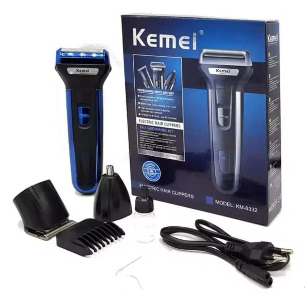 Kemei KM-6330 Hair Clipper, Electric Shaver & Nose Trimmer – 3-in-1