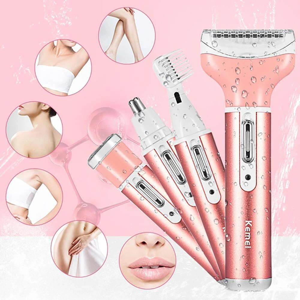 Kemei KM-6637 Multi Functional 4 In 1 Shaver For Women