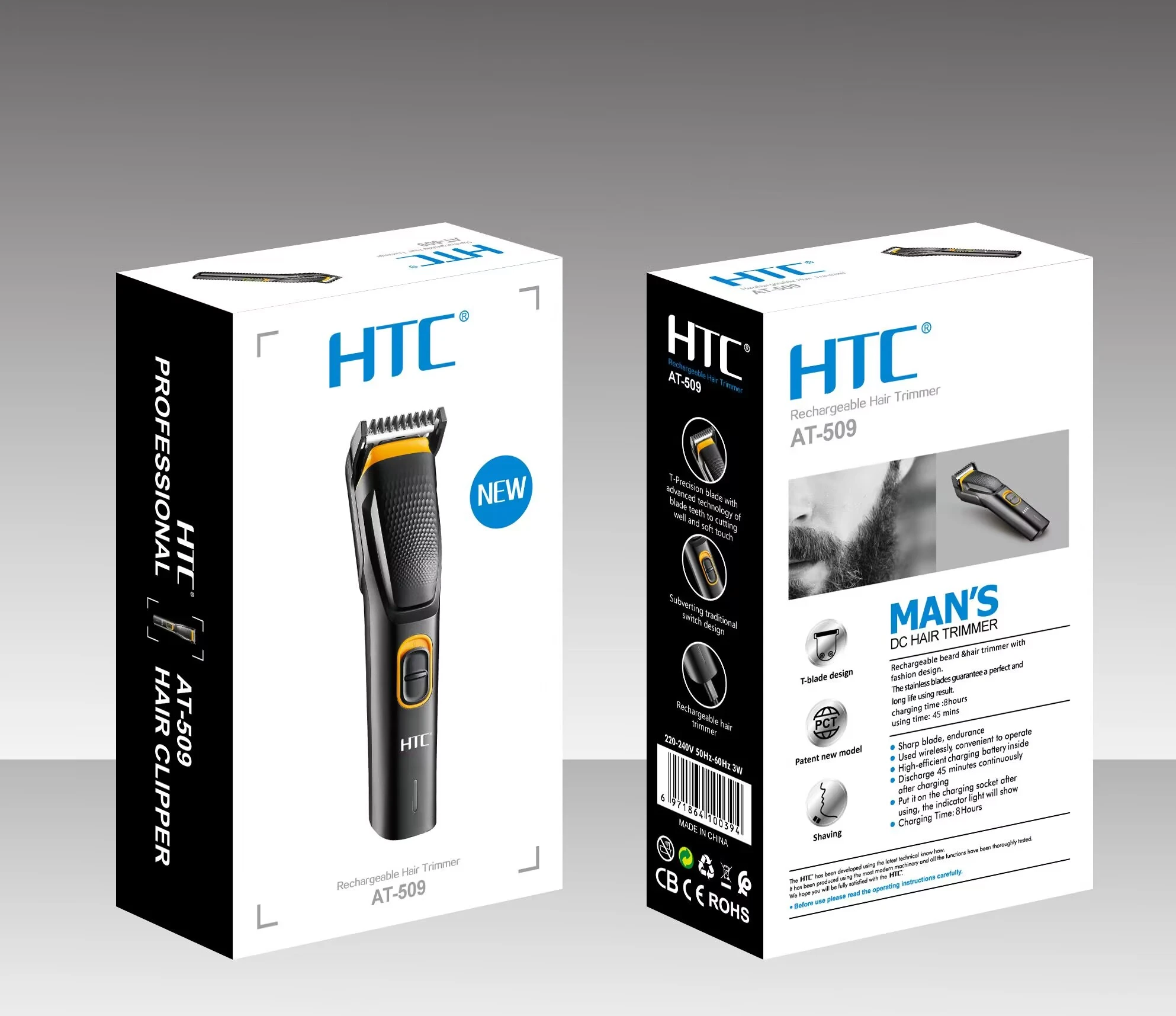 HTC AT-505 Hair & Beard Trimmer with Stainless Steel Blade