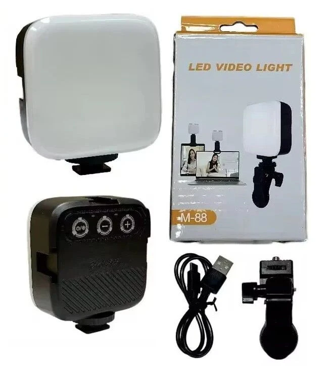 M88 LED Video Light Rechargeable Clip On Fill Light for Mobile Laptop and Camera