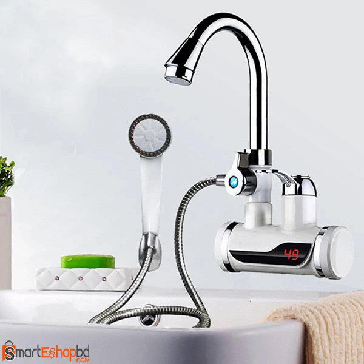 Instant Electric Hot Water Tap Faucet with Hand Shower & LED Temperature Display