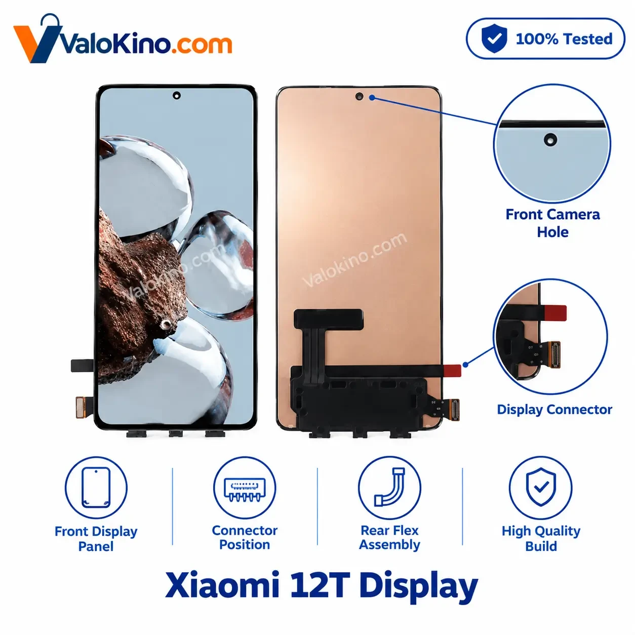 Xiaomi 12T Display front view with punch hole camera cutout