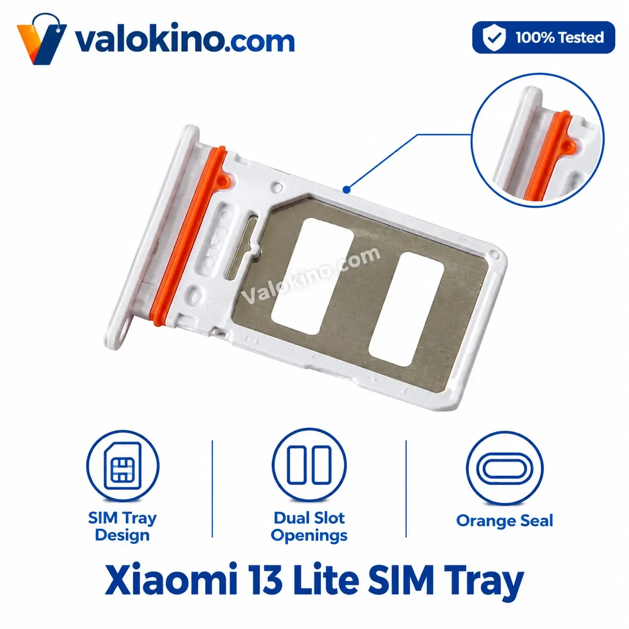 Xiaomi 13 Lite SIM Tray dual slot with orange seal