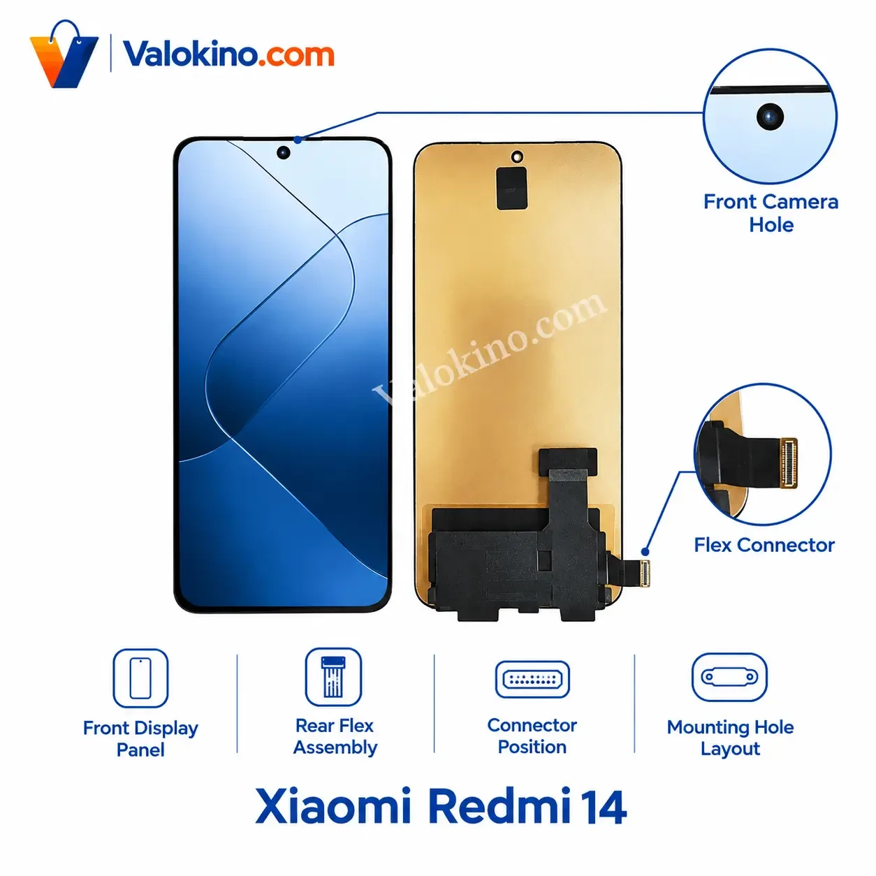 Xiaomi Redmi 14 Display front and rear panel view