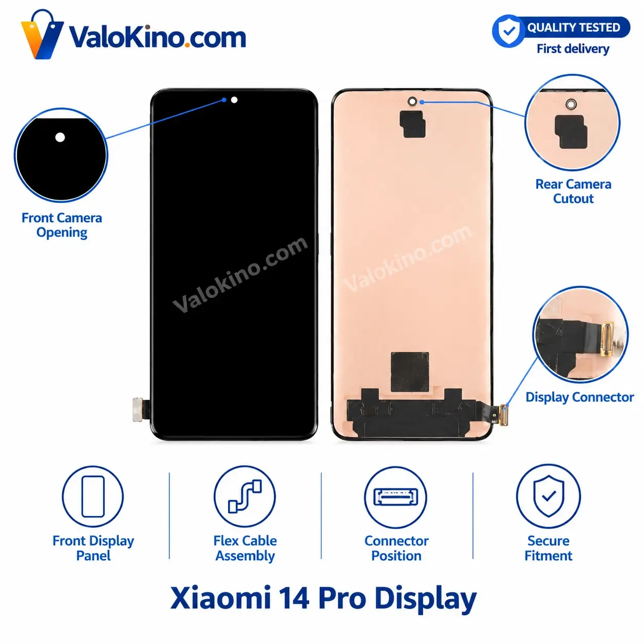 Xiaomi 14 Pro Display replacement assembly front view