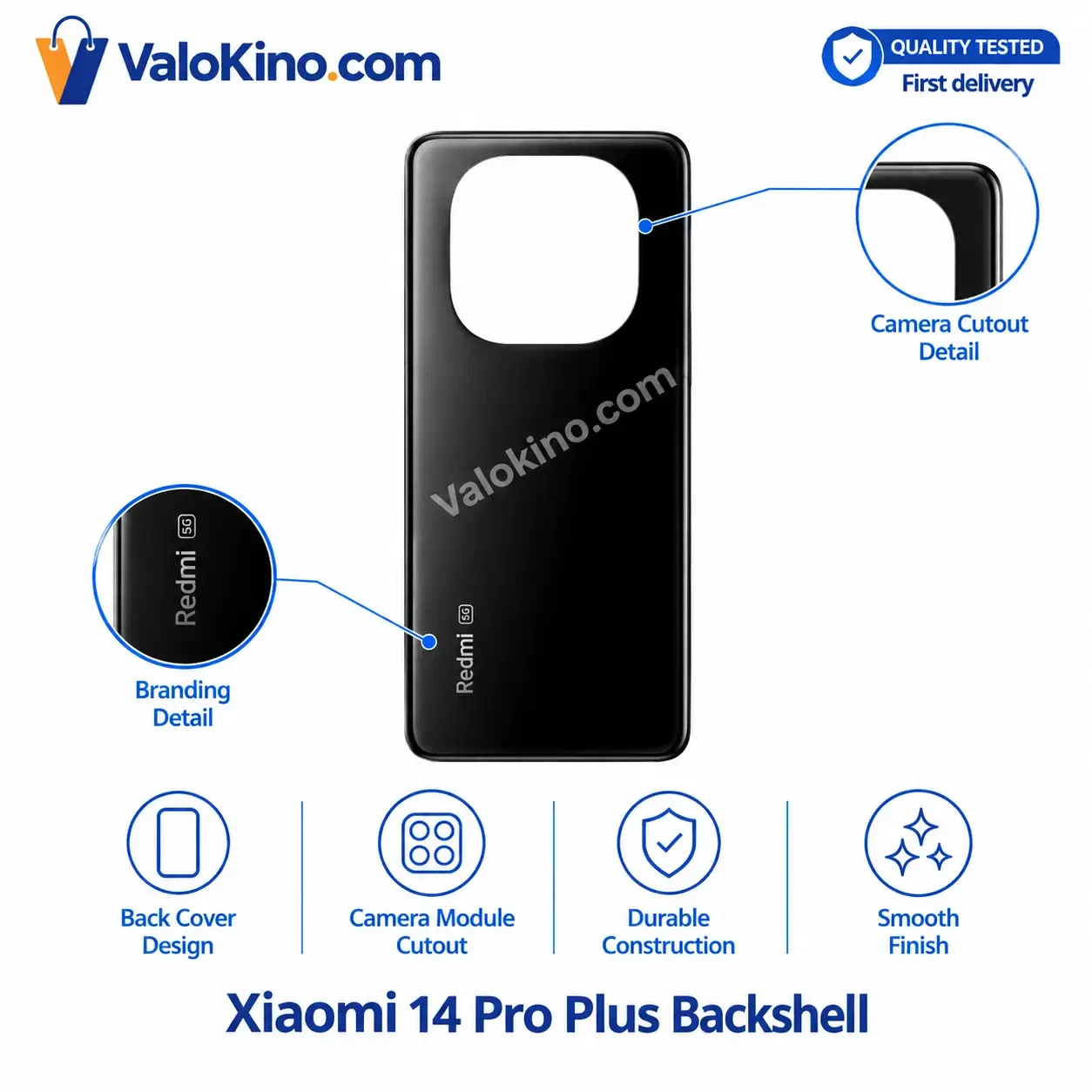 Xiaomi 14 Pro Plus Backshell replacement back cover rear housing black