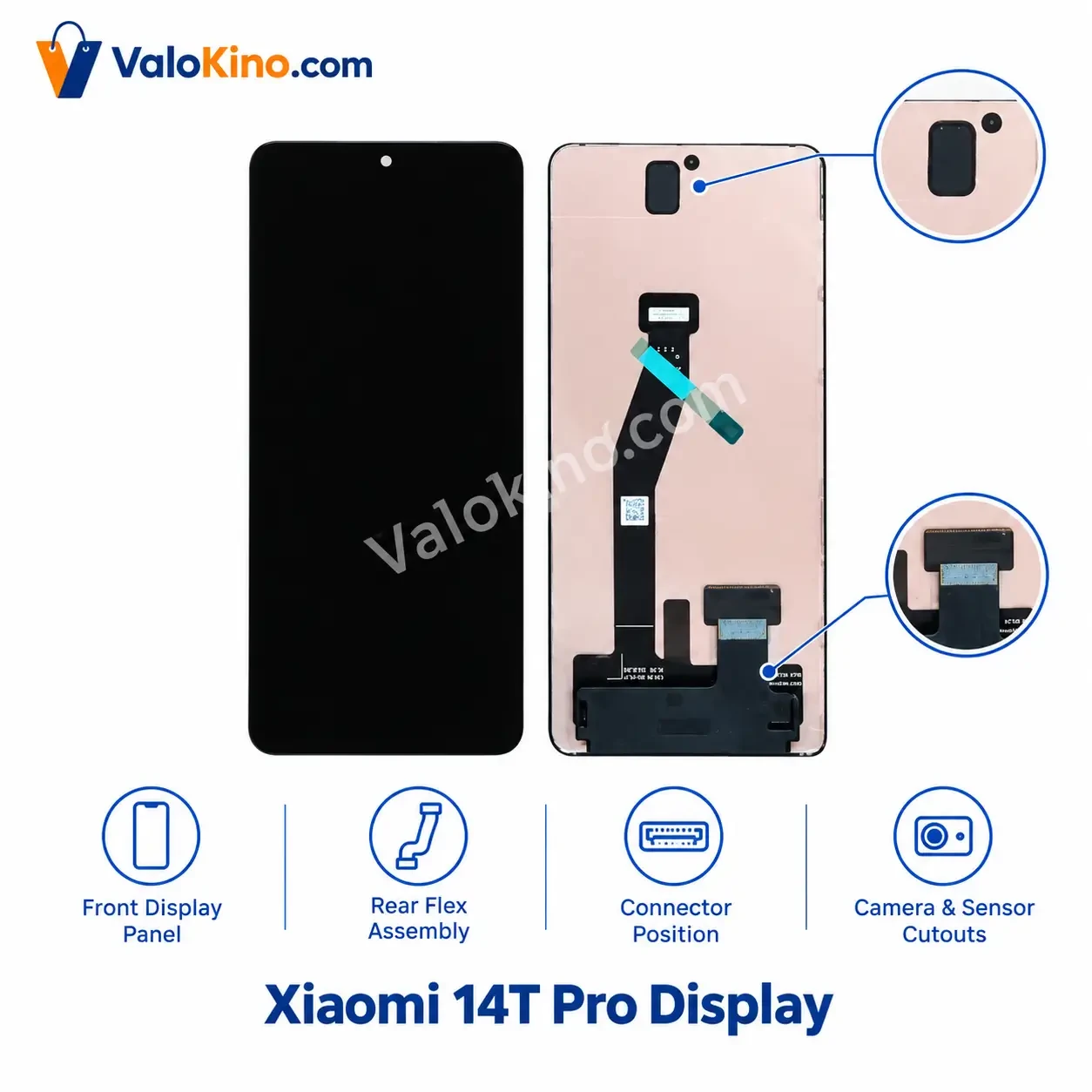 Xiaomi 14T Pro Display replacement screen front panel and rear flex assembly