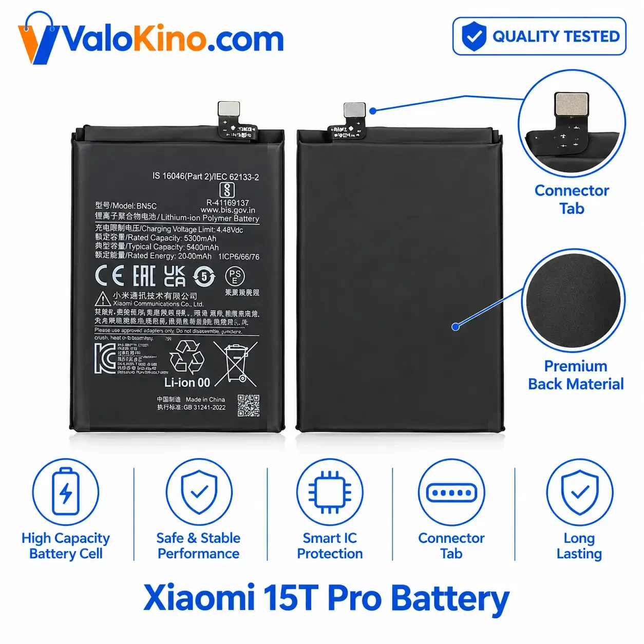 Xiaomi 15T Pro Battery front and back view