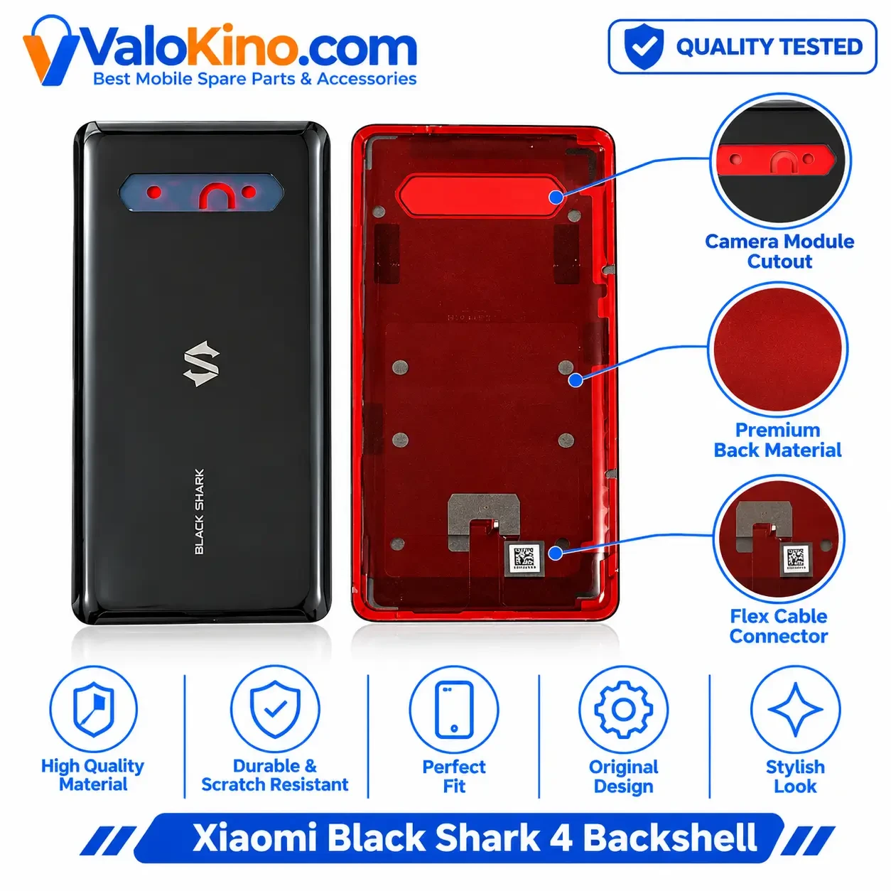 Xiaomi Black Shark 4 Backshell front and back view