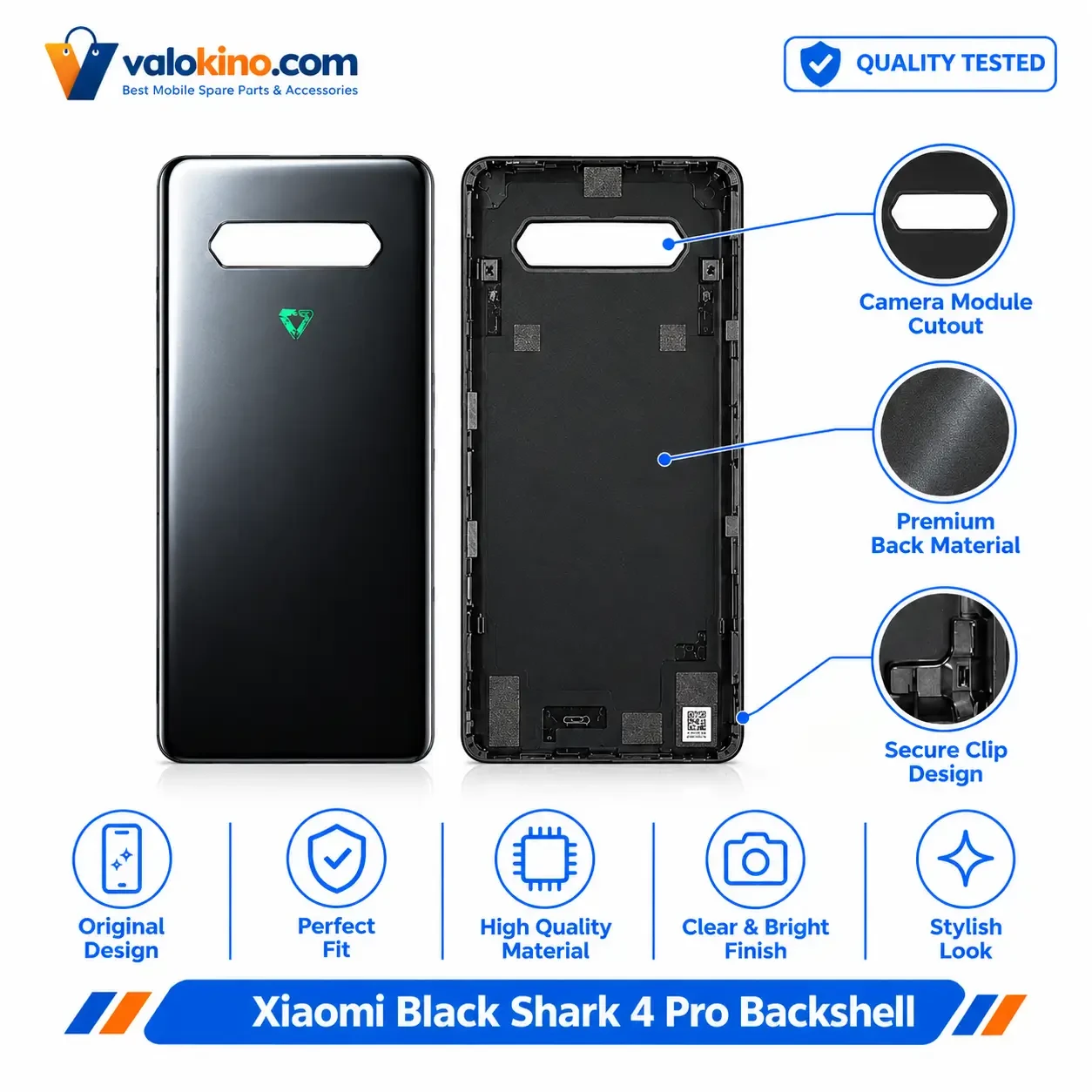 Xiaomi Black Shark 4 Pro Backshell front and rear view